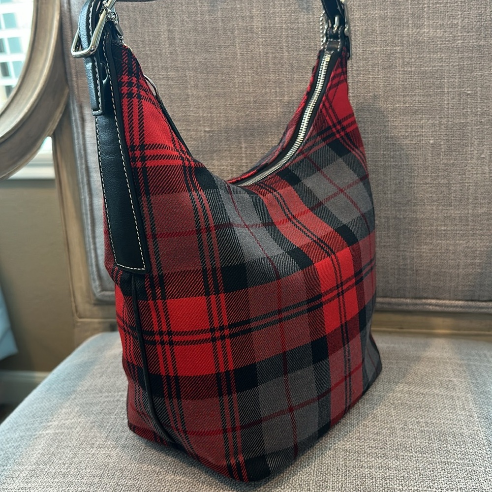 Coach Red and Black Plaid Mini Bag - Picture 9 of 16